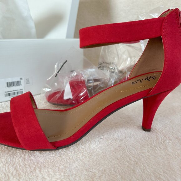 Paycee Red Microsuede Dress Sandals by Style & co - Picture 4 of 5